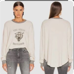 THE GREAT. Cream and Gray Graphic Sweatshirt